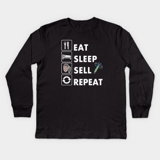 Eat Sleep Sell Deb Boondoggle Key Chains Repeat Kids Long Sleeve T-Shirt